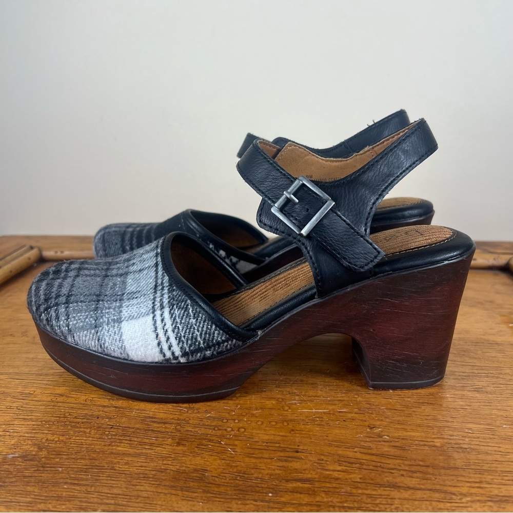 b.o.c. Women's Natasha Mary Jane Clog Black White Plaid Size 9